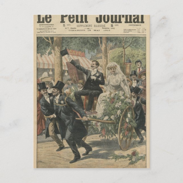 A wedding on a handcart postcard (Front)