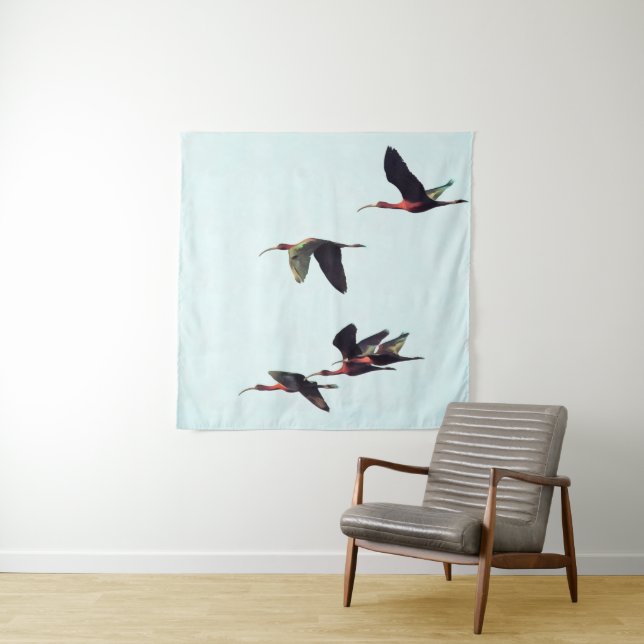 A Wedge of Ibises In Flight Tapestry (In Situ)