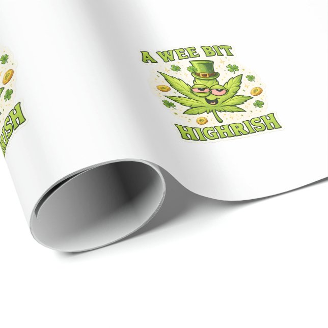 A Wee Bit Highrish Funny Irish Leaf Vibes Wrapping Paper (Roll Corner)