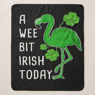 A Wee Bit Irish Today Lucky Flamingo Flamingo Sherpa Blanket