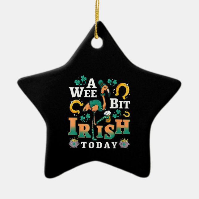 A Wee Bit Irish Today | St. Patrick’S Day Flamingo Ceramic Ornament (Front)