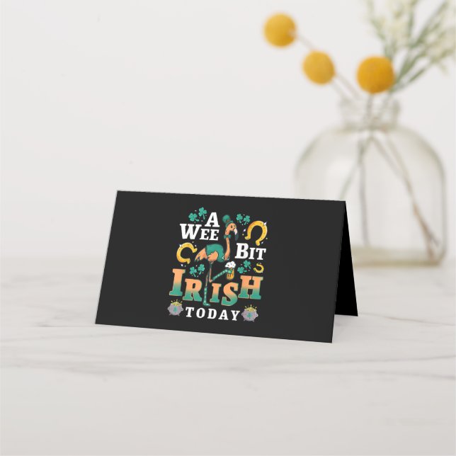 A Wee Bit Irish Today | St. Patrick’S Day Flamingo Place Card (Front)