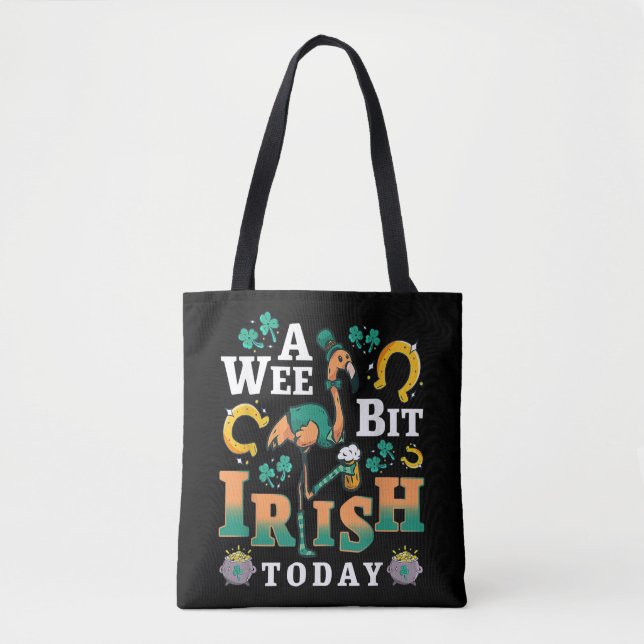 A Wee Bit Irish Today | St. Patrick’S Day Flamingo Tote Bag (Front)