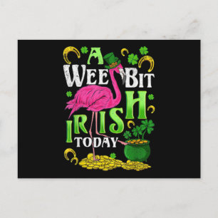 A Wee Bit Irish Today St. Patricks Day Flamingo Announcement Postcard