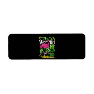 A Wee Bit Irish Today St. Patricks Day Flamingo Return Address Label