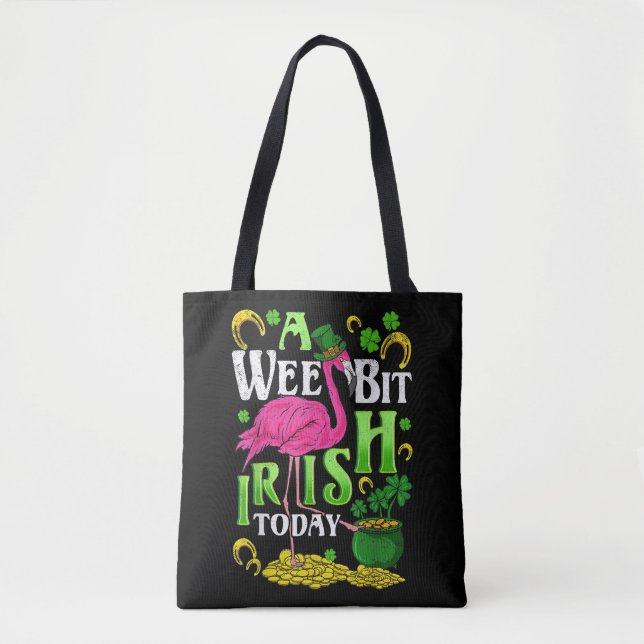 A Wee Bit Irish Today St. Patricks Day Flamingo Tote Bag (Front)