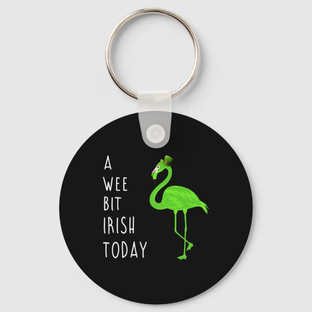 A Wee Bit Irish Today | St. Patty’s Day Flamingo Key Ring (Front)