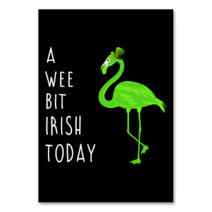 A Wee Bit Irish Today St. Patty’s Day Flamingo Table Number