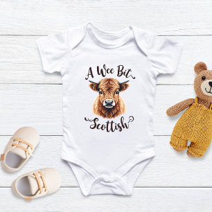 A Wee Bit Scottish, Cute Cow, Scottish Cow Baby Bodysuit
