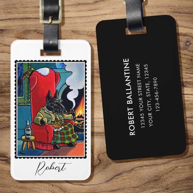 'A wee dram' Scottish Terrier Dog Custom Luggage Tag (Creator Uploaded)