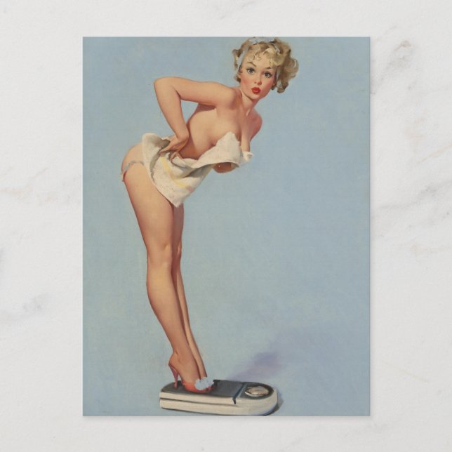 A Weighty Problem, calendar illustration Pinup Postcard (Front)
