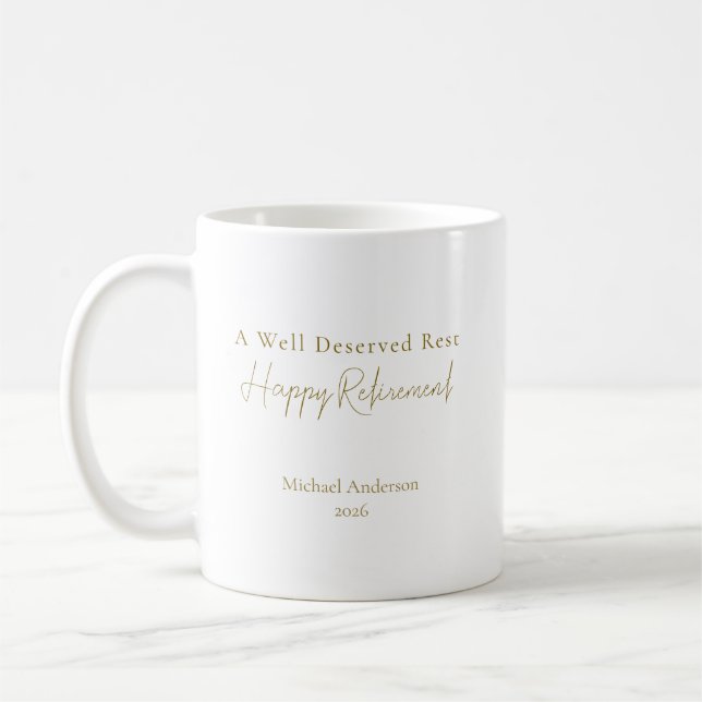 A Well Deserved Rest elegant Personalised Coffee Mug (Left)