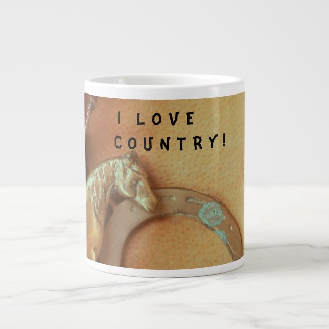 A western mug. I LOVE COUNTRY! Large Coffee Mug (Front)