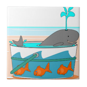 A Whale in a pail Ceramic Tile