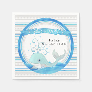 A Whale of a Baby Shower Boy Beach Ocean Animals Napkin