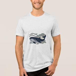 A whale swimming, Tri-Blend shirt
