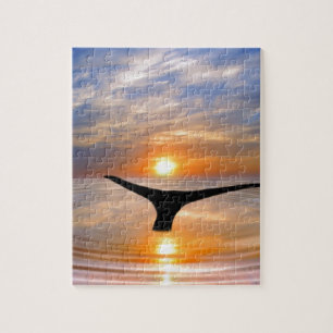A whales tail at sunset jigsaw puzzle
