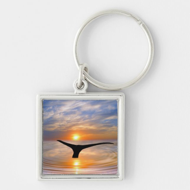 A whales tail at sunset key ring (Front)
