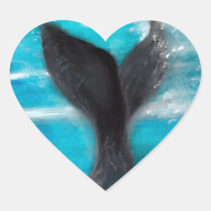 A Whale's Tail Watercolor Heart Sticker