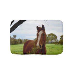 "A Whiff of Nature: A Chestnut Horse and Banksia, Bath Mat
