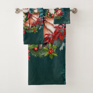 A whimsical Christmas illustration, Bath Towel Set