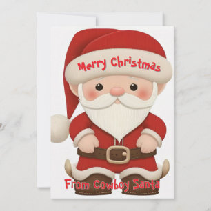 A Whimsical Cowboy Santa Christmas Card