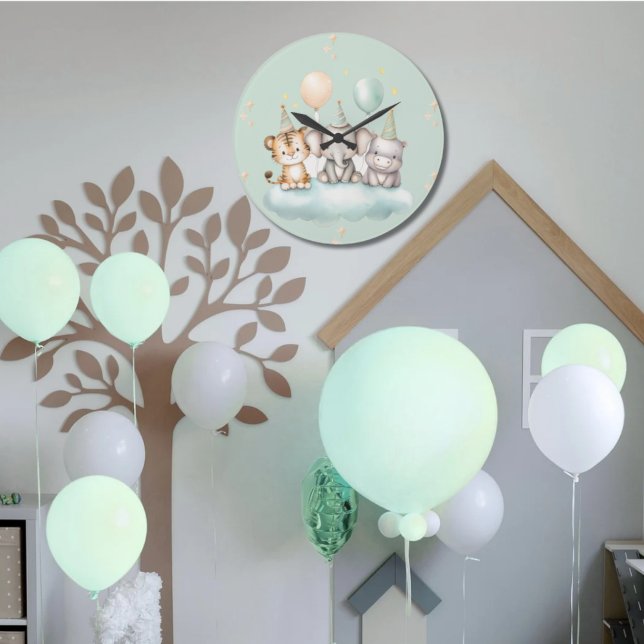 A whimsical Cute Safari Baby animals wall clock  (Creator Uploaded)