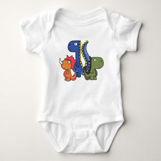 A whimsical dinosaur friend, cute and adorable. baby bodysuit