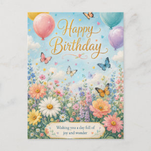 A Whimsical Garden Celebration Holiday Postcard