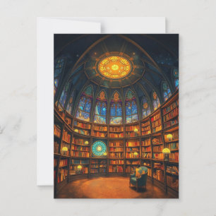 A Whimsical Library Floating Among The Stars Postcard