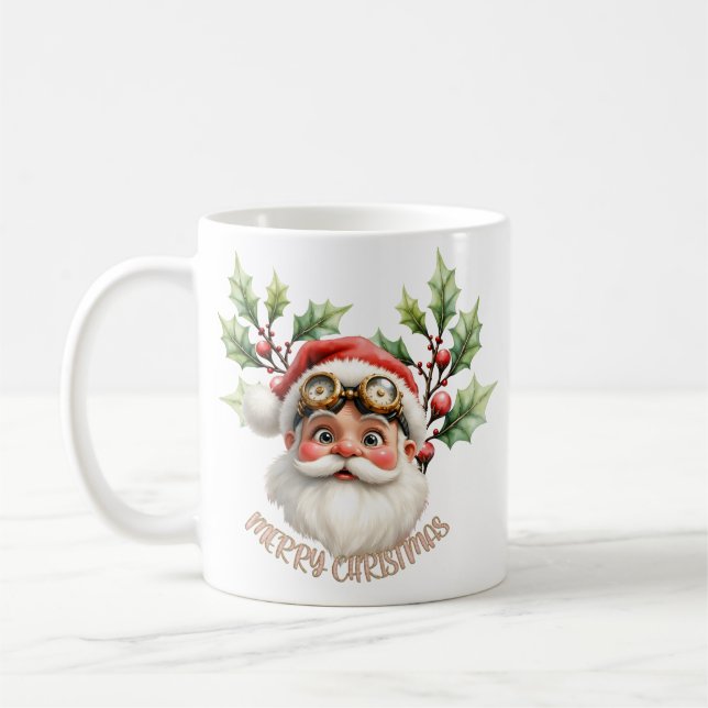 A whimsical steampunk Santa Claus  Coffee Mug (Left)