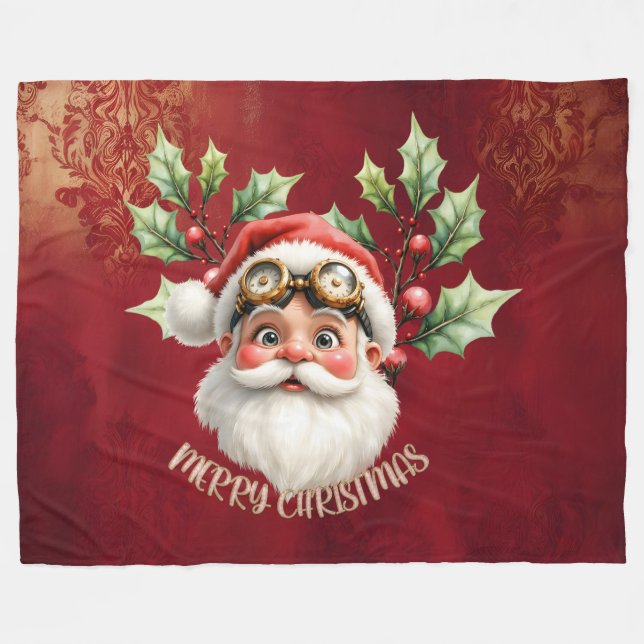 A whimsical steampunk Santa Claus  Fleece Blanket (Front (Horizontal))