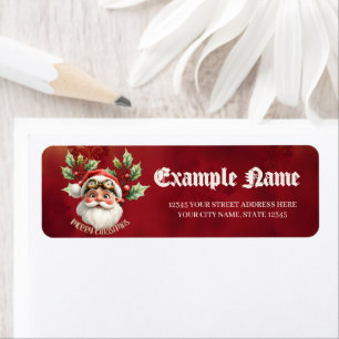 A whimsical steampunk Santa Claus Return Address Label