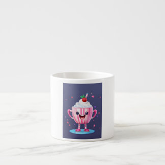 A whimsical sticker illustration of a coffee cup w
