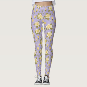 A Whimsical Tiny Yellow And White Roses Leggings