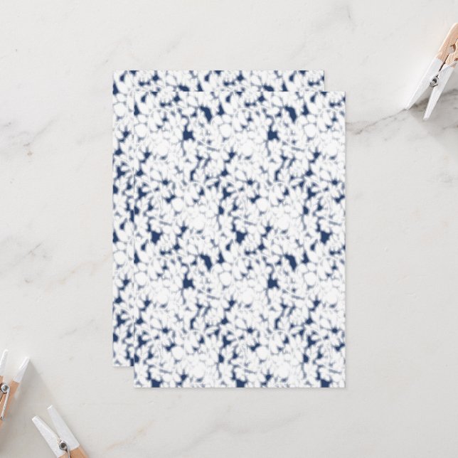 a white and blue background with a pattern invitation (Front/Back In Situ)