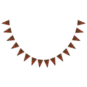 a white and brown striped wallpaper with a pattern bunting