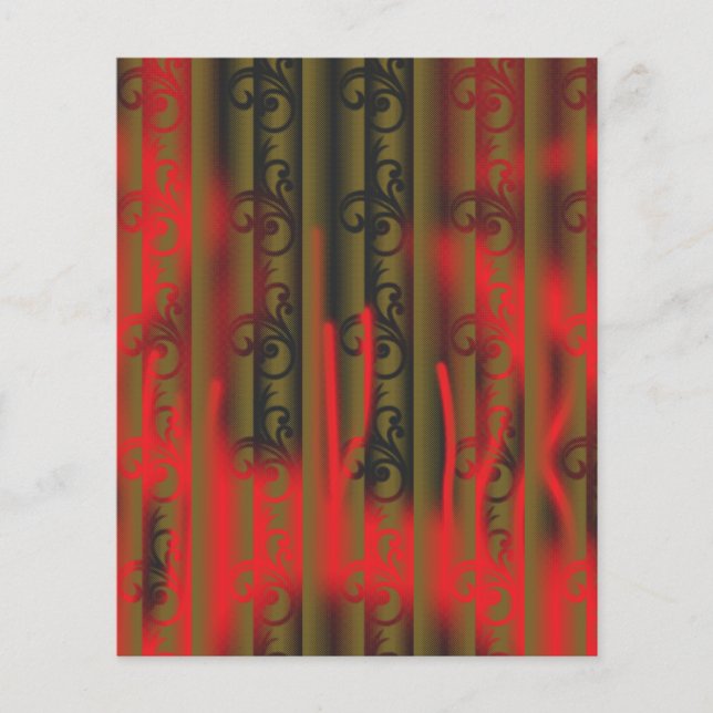 a white and brown striped wallpaper with a pattern flyer (Front)