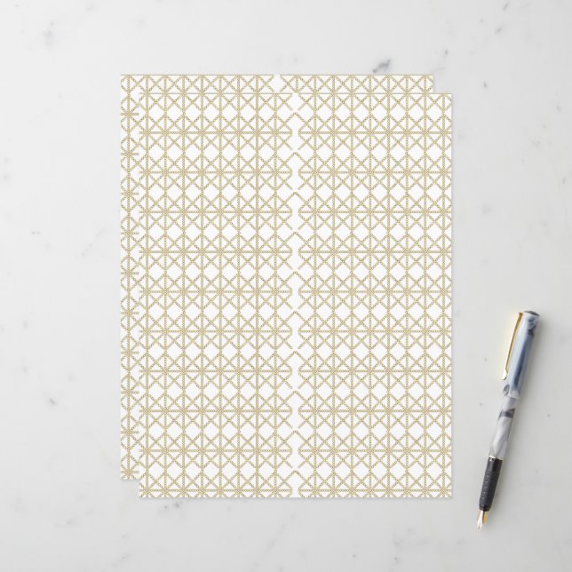 a white and gold geometric pattern (Front/Back In Situ)