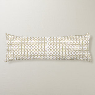 a white and gold geometric pattern body cushion