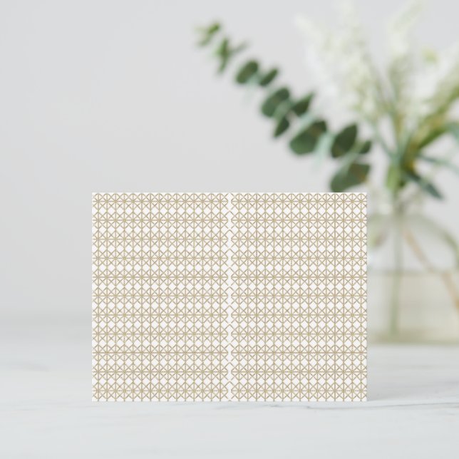 a white and gold geometric pattern postcard (Standing Front)