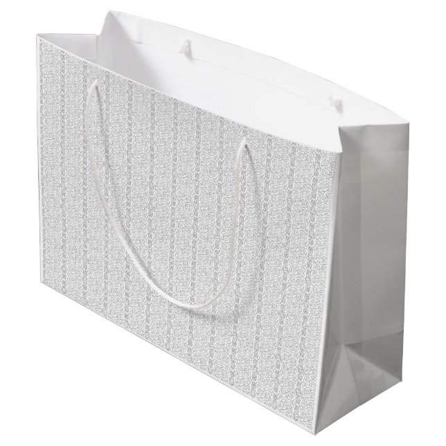 A white and grey geometric pattern fills the image large gift bag (Back Angled)