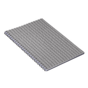 A white and grey geometric pattern fills the image notebook