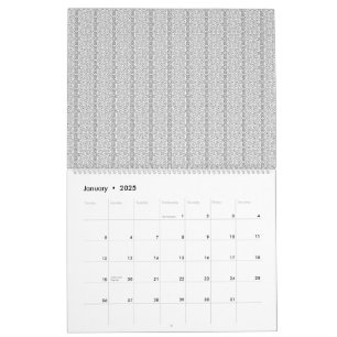 a white and grey wallpaper with a pattern on it calendar