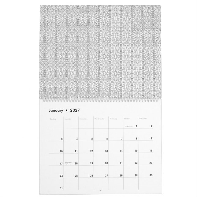 a white and grey wallpaper with a pattern on it calendar (Jan 2027)