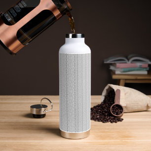 a white and grey wallpaper with a pattern on it water bottle