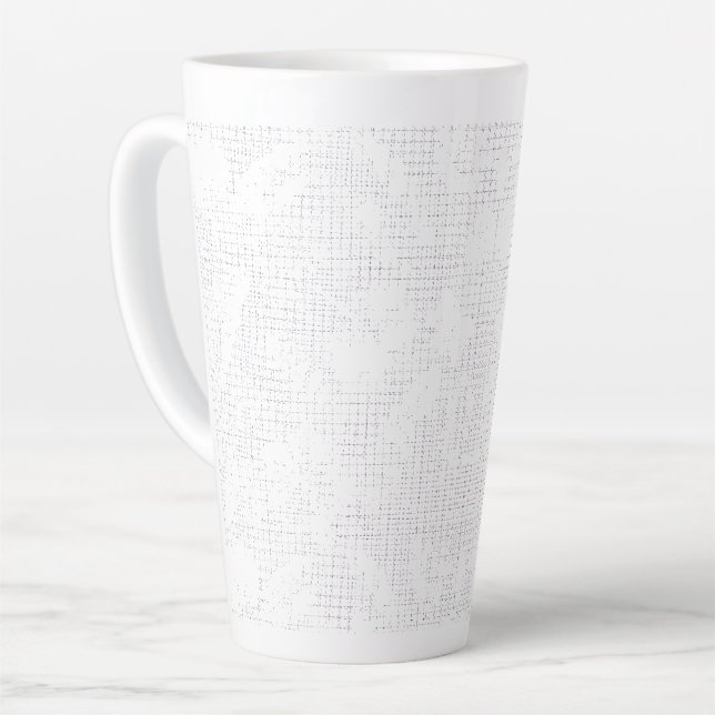 A white background displaying a playful arrangemen latte mug (Left Angle)
