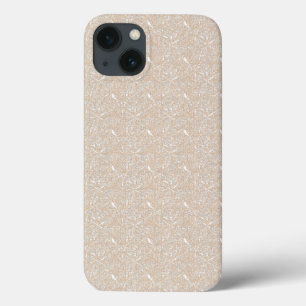 a white background with a pattern of leaves iPhone 13 case