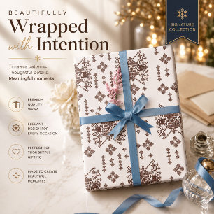 a white background with a red pattern on it wrapping paper