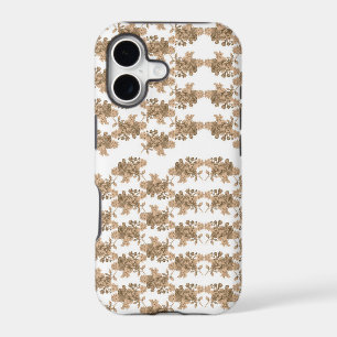 a white background with brown flowers on it